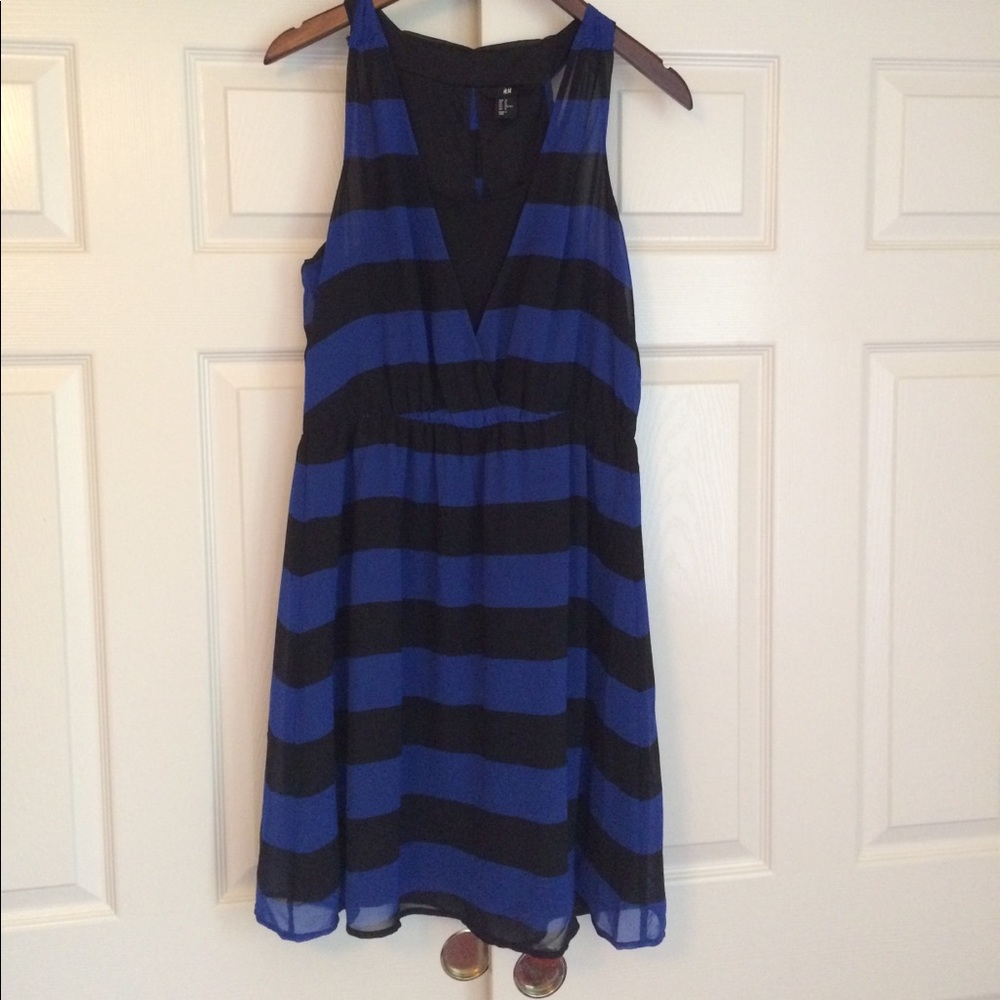 H&M Blue and Black Stripped Dress